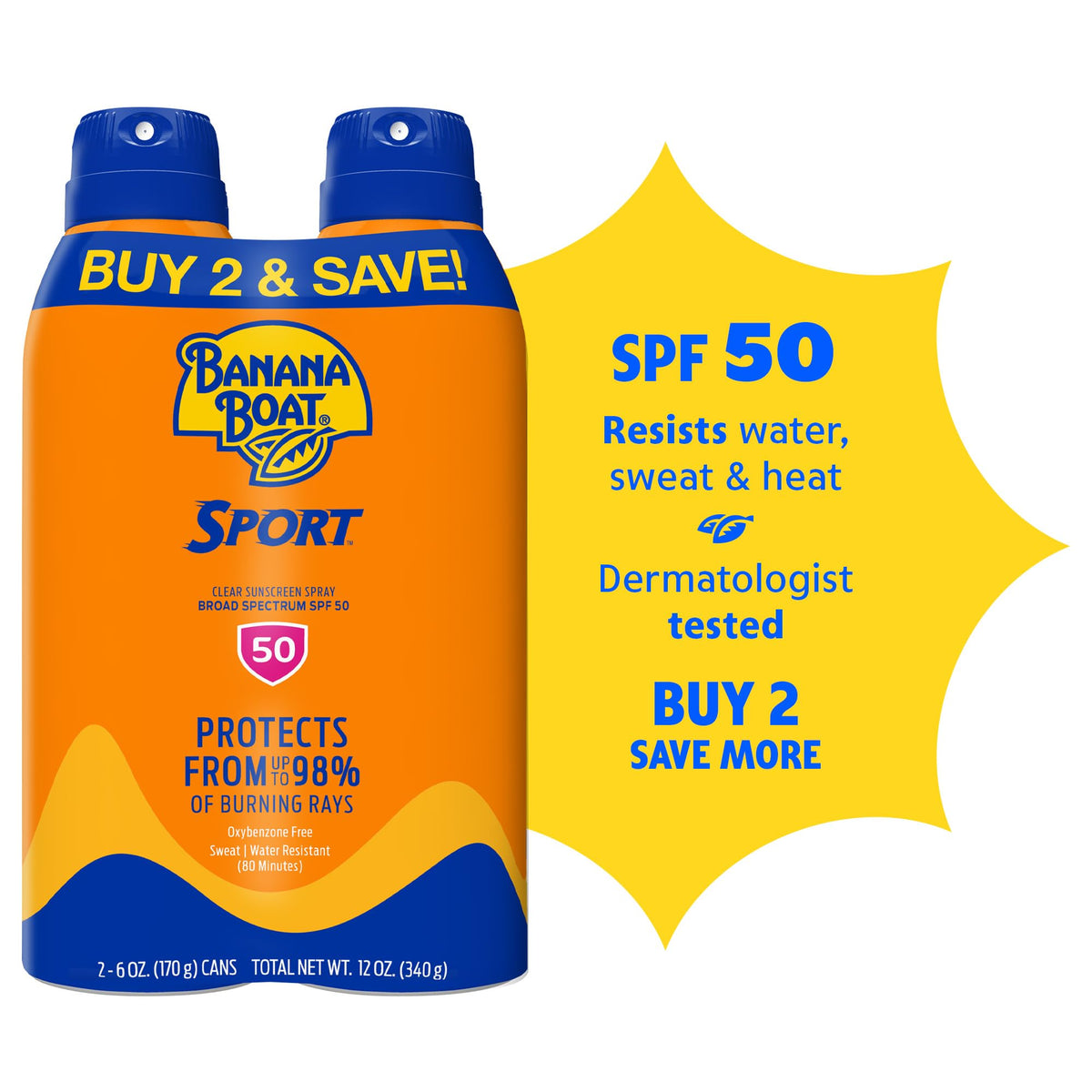 Banana Boat Sport Ultra close-up nozzle ready to spray for quick coverage