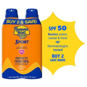 Banana Boat Sport Ultra close-up nozzle ready to spray for quick coverage