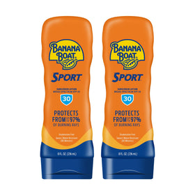 Banana Boat front packaging showing twin 8oz tubes and SPF 30 protection