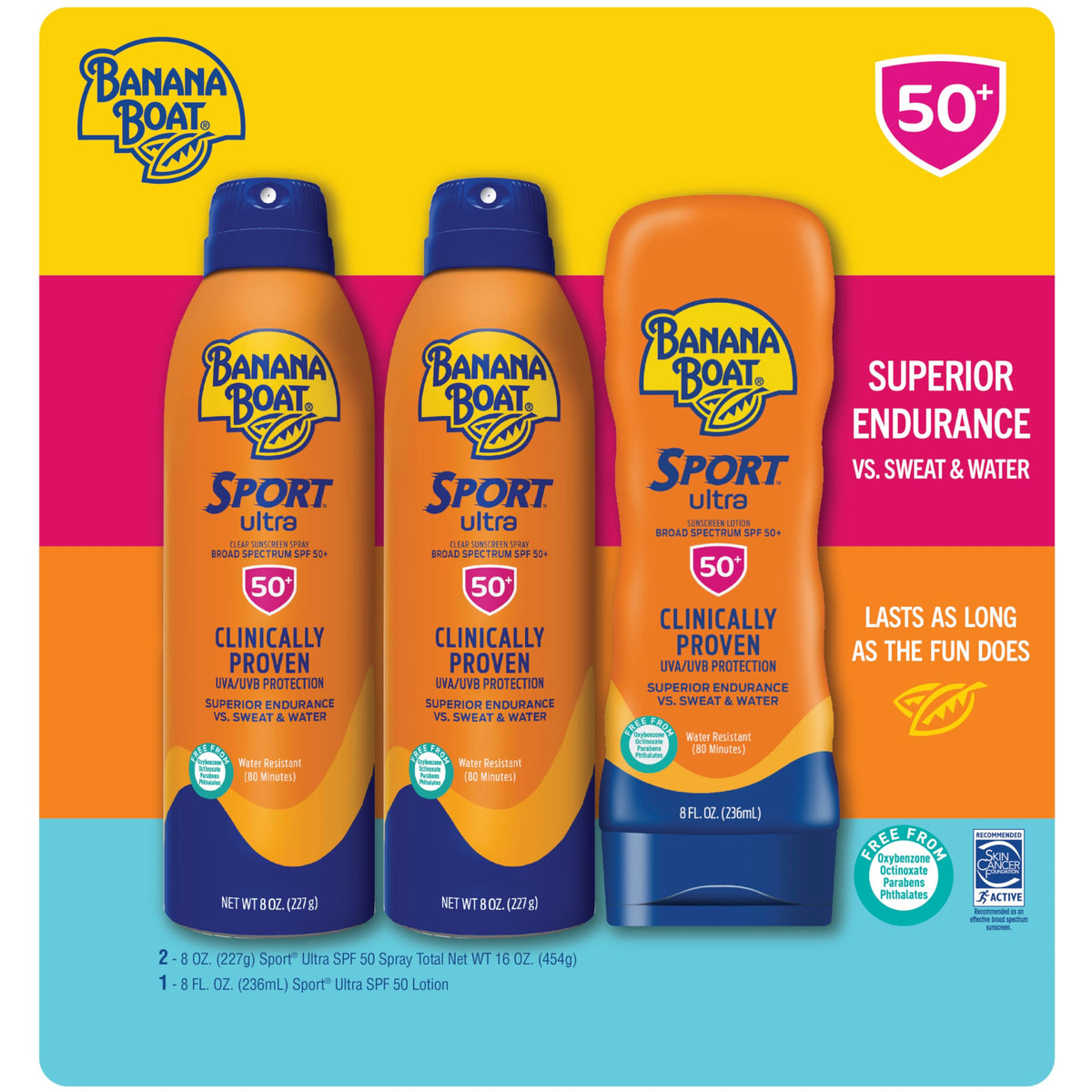 Close-up of Banana Boat spray nozzle demonstrating quick mist and easy reapplication