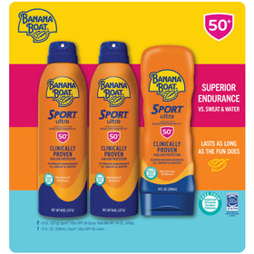 Close-up of Banana Boat spray nozzle demonstrating quick mist and easy reapplication