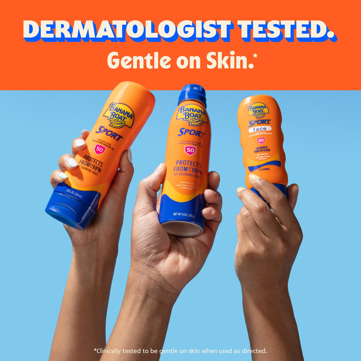 Banana Boat Sport Ultra formula rubbed into skin showing lightweight feel