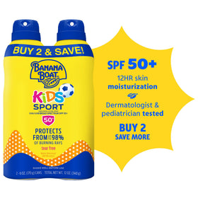 Banana Boat spray bottle pump close-up for quick and even application