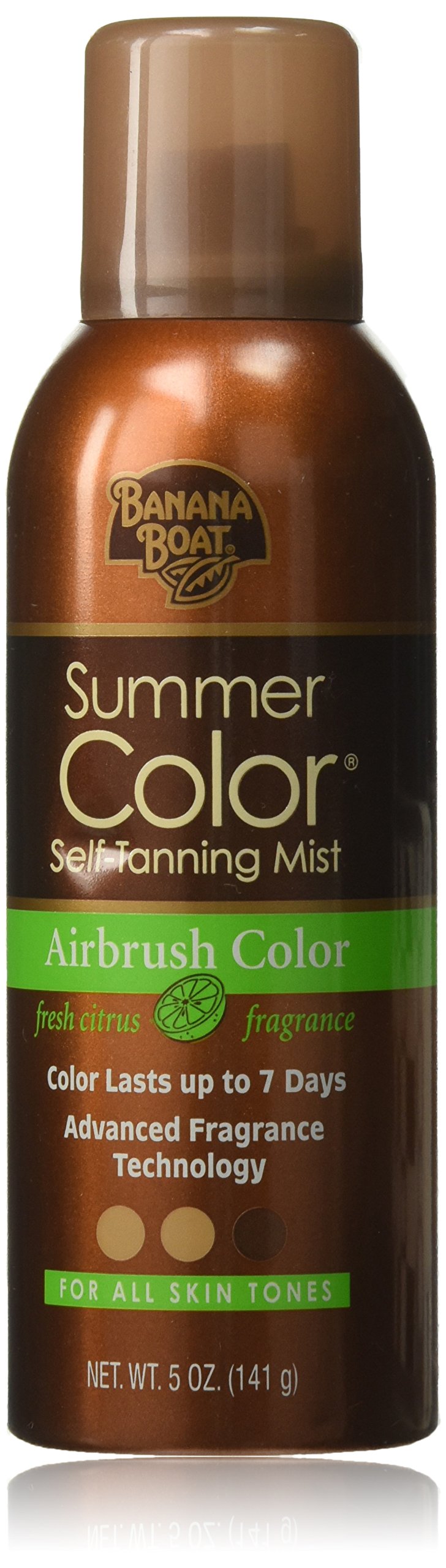 Banana Boat bottle front view showing label and benefit of natural-looking tan