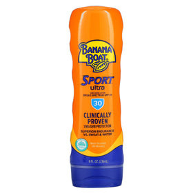 Banana Boat sunscreen inside a sport bag ready for workouts and swims