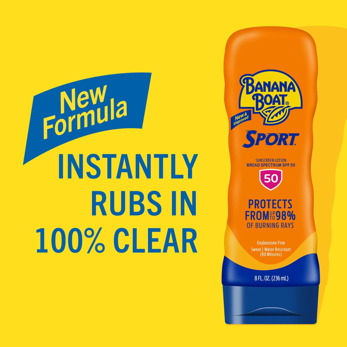 Banana Boat lotion texture closeup showing lightweight, non‑greasy finish