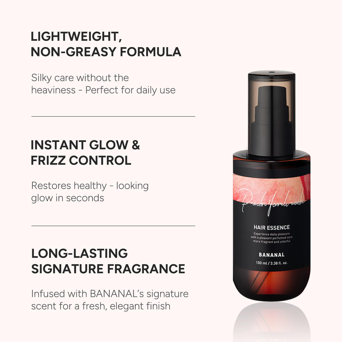BANANAL applied to hair ends showing smoothing action and frizz reduction benefit
