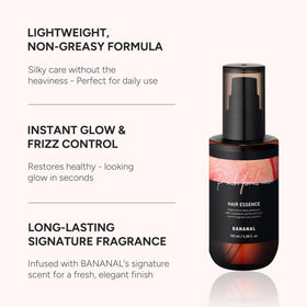 BANANAL applied to hair ends showing smoothing action and frizz reduction benefit