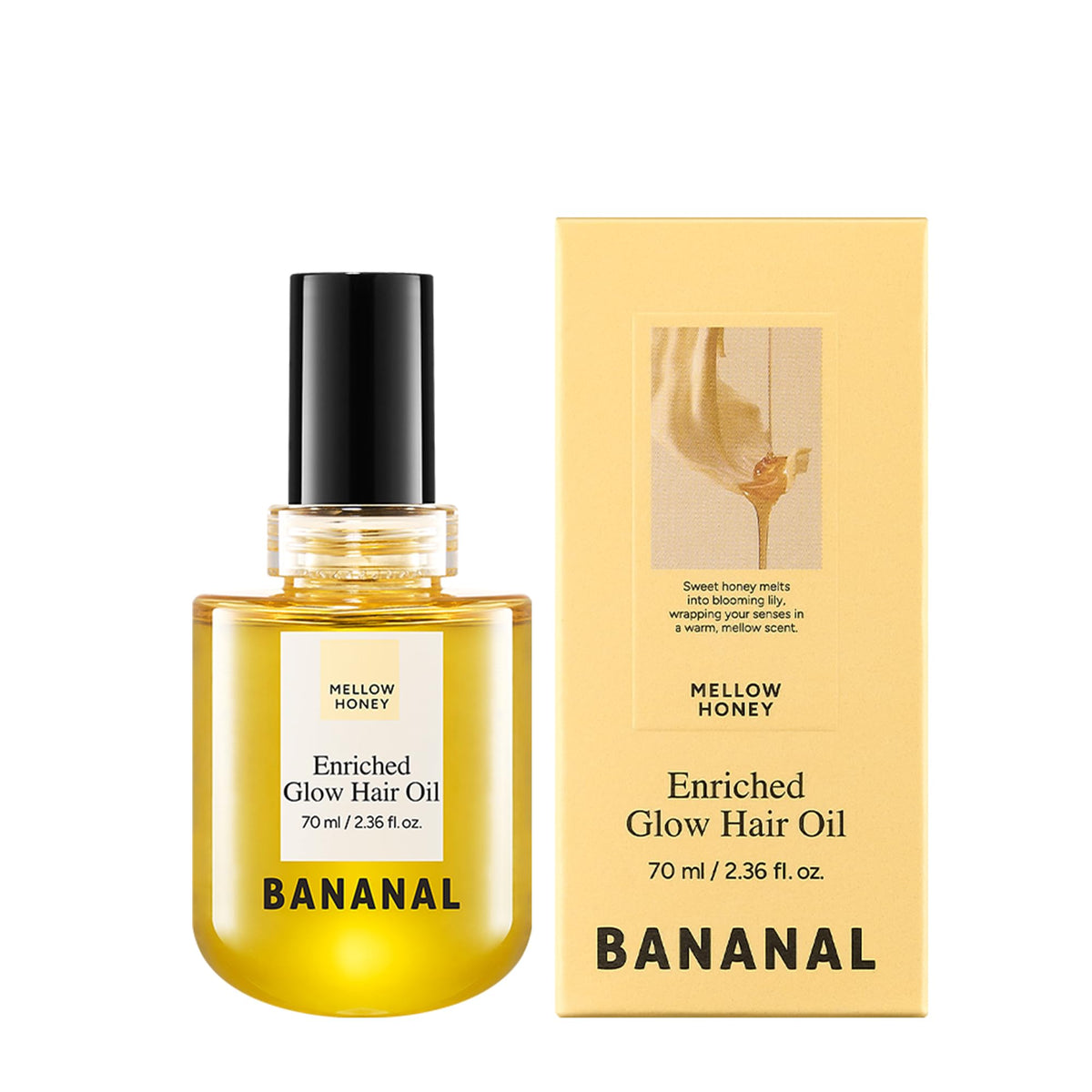 BANANAL front bottle showing label and 70ml size, highlighting elegant packaging and benefit