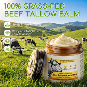 BanDolerA label and ingredient list visible, communicates grass‑fed tallow quality and transparency