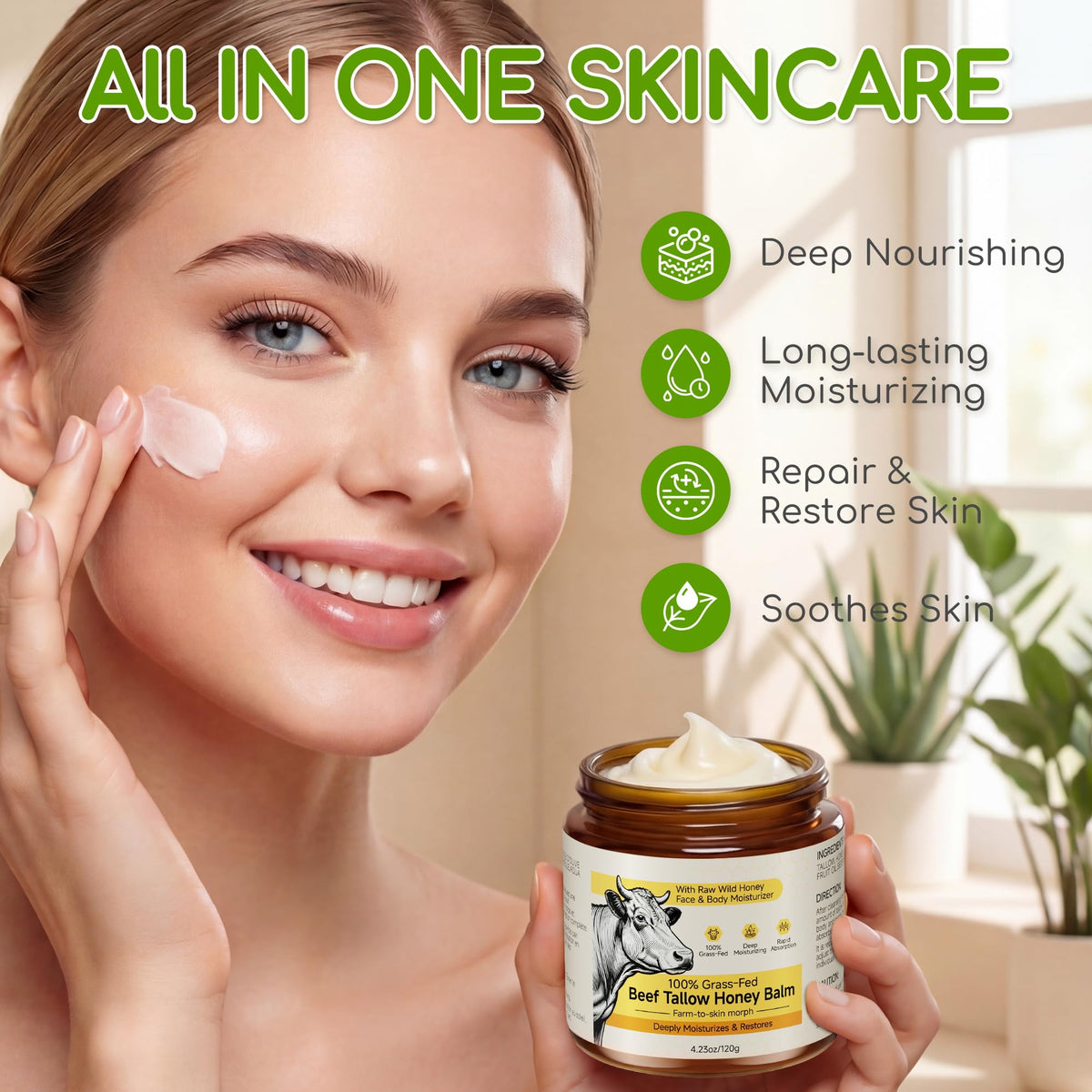 BanDolerA texture closeup of whipped tallow and honey balm, highlights easy absorption