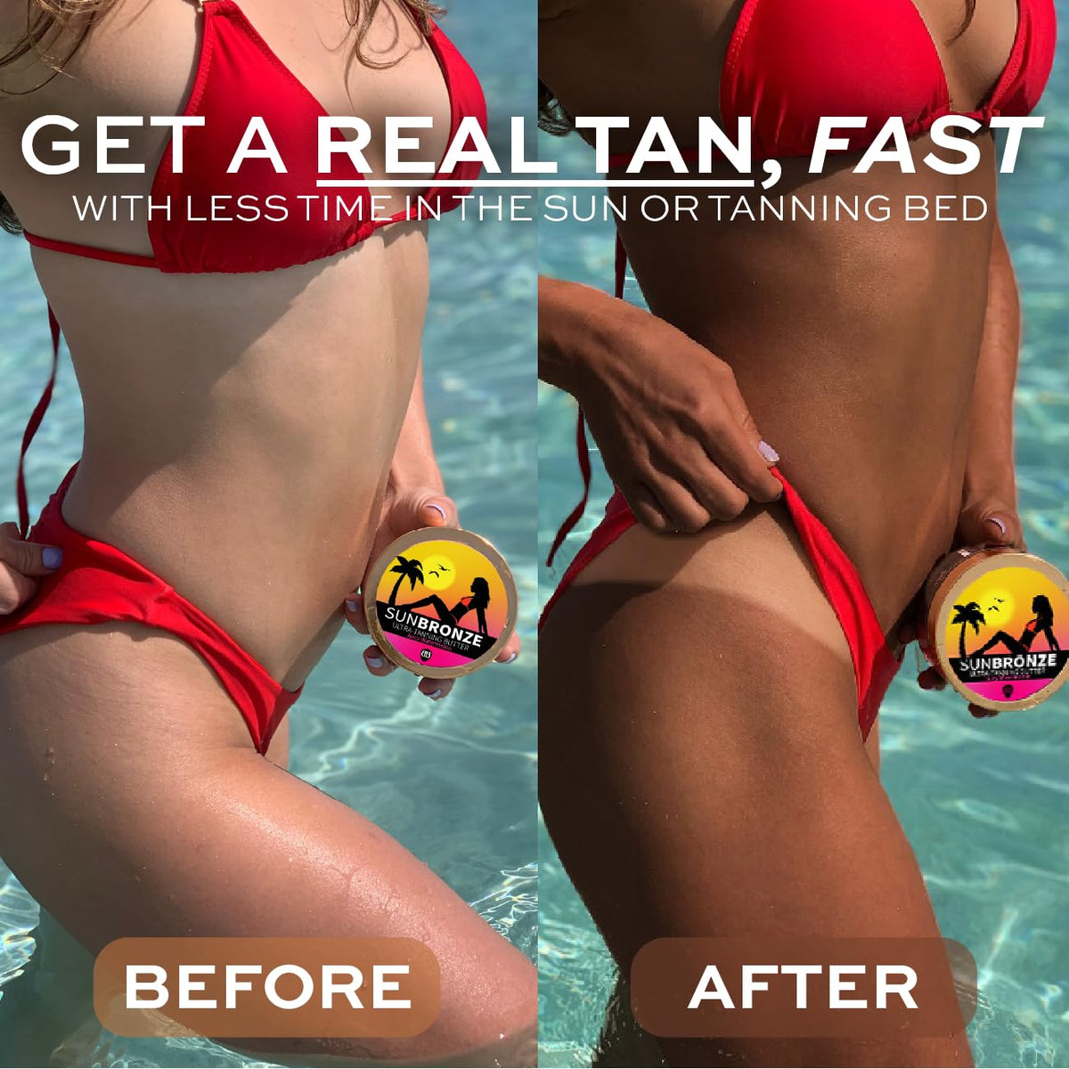 Bangberry jar open showing creamy ultra tanning butter texture