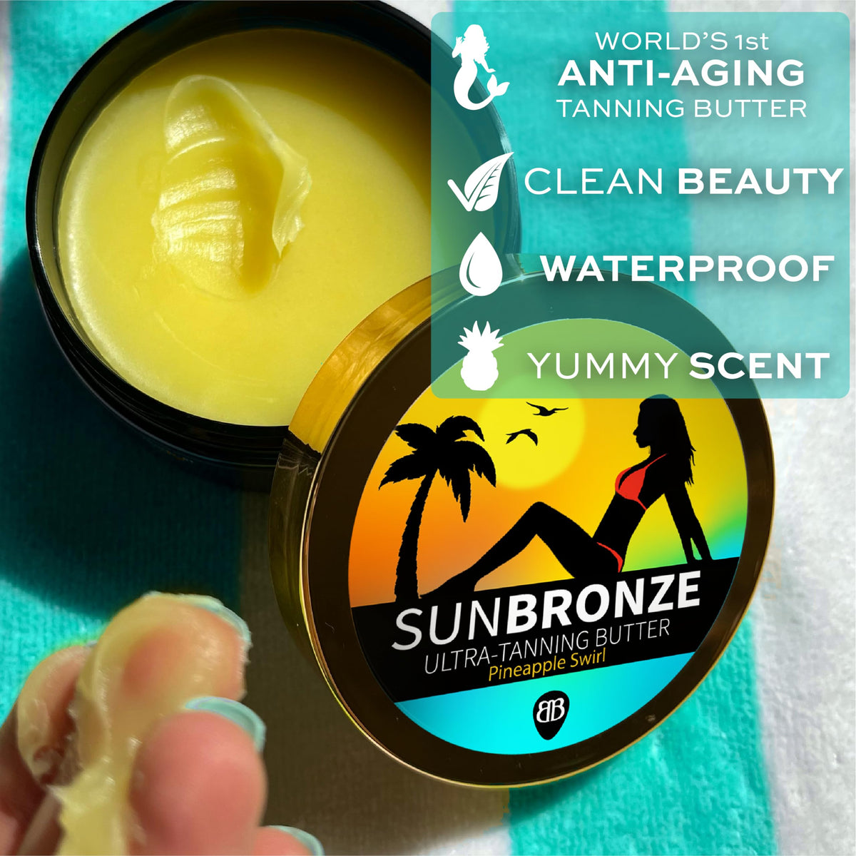 Bangberry open jar with butter showcasing easy scoop and smooth application