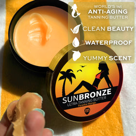 Bangberry Paradise Mango being applied to hand, demonstrates smooth spread and faster bronze