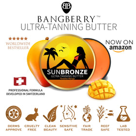 Bangberry Paradise Mango before and after skin comparison, highlights improved tone and glow