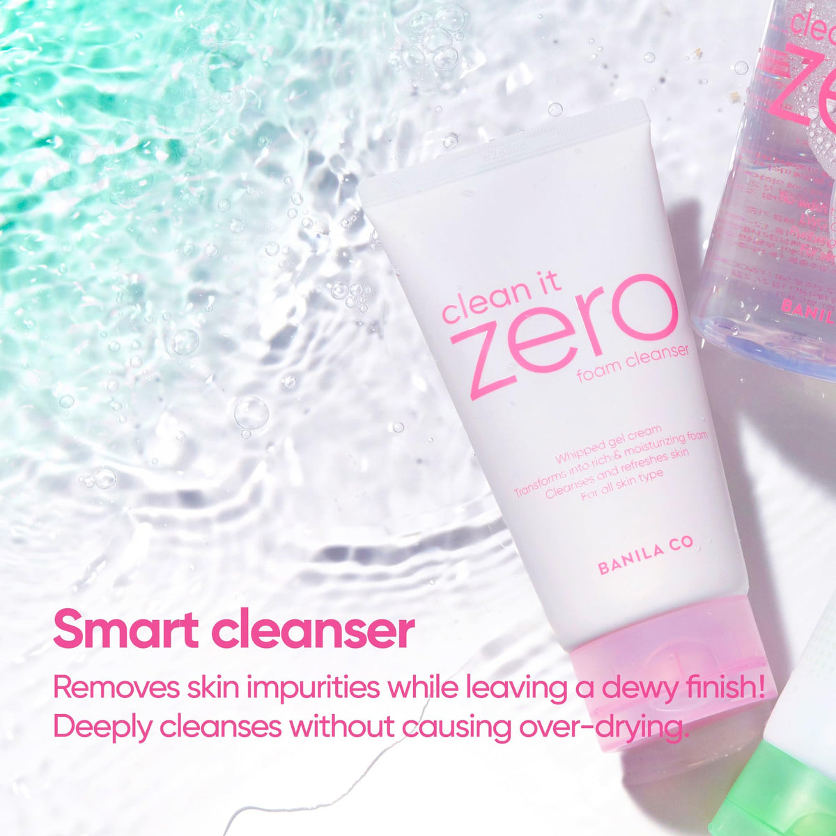BANILA CO cleanser in hand to show 150ml scale and convenient everyday size