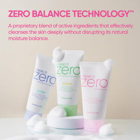 BANILA CO ingredient label highlighting botanical extracts and Zero Balance Technology benefits