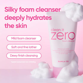 BANILA CO pump dispensing cleanser illustrating easy daily use and hygienic application