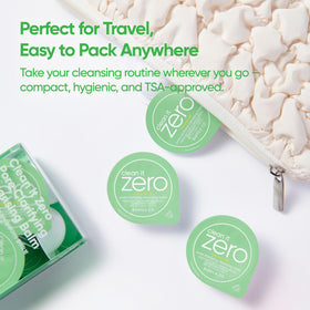 BANILA CO pods inside a toiletry bag showing easy travel-ready benefit