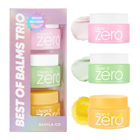 BANILA CO trio front packaging showing three 25ml jars, convenient for travel and sampling