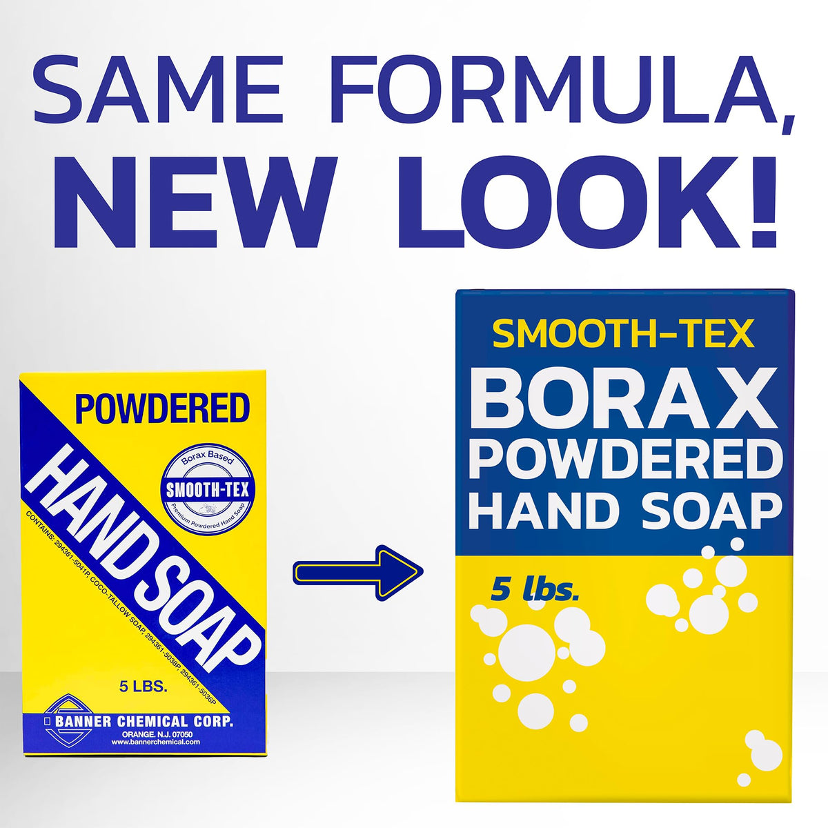 Banner Chemical open tub revealing powder texture and granules
