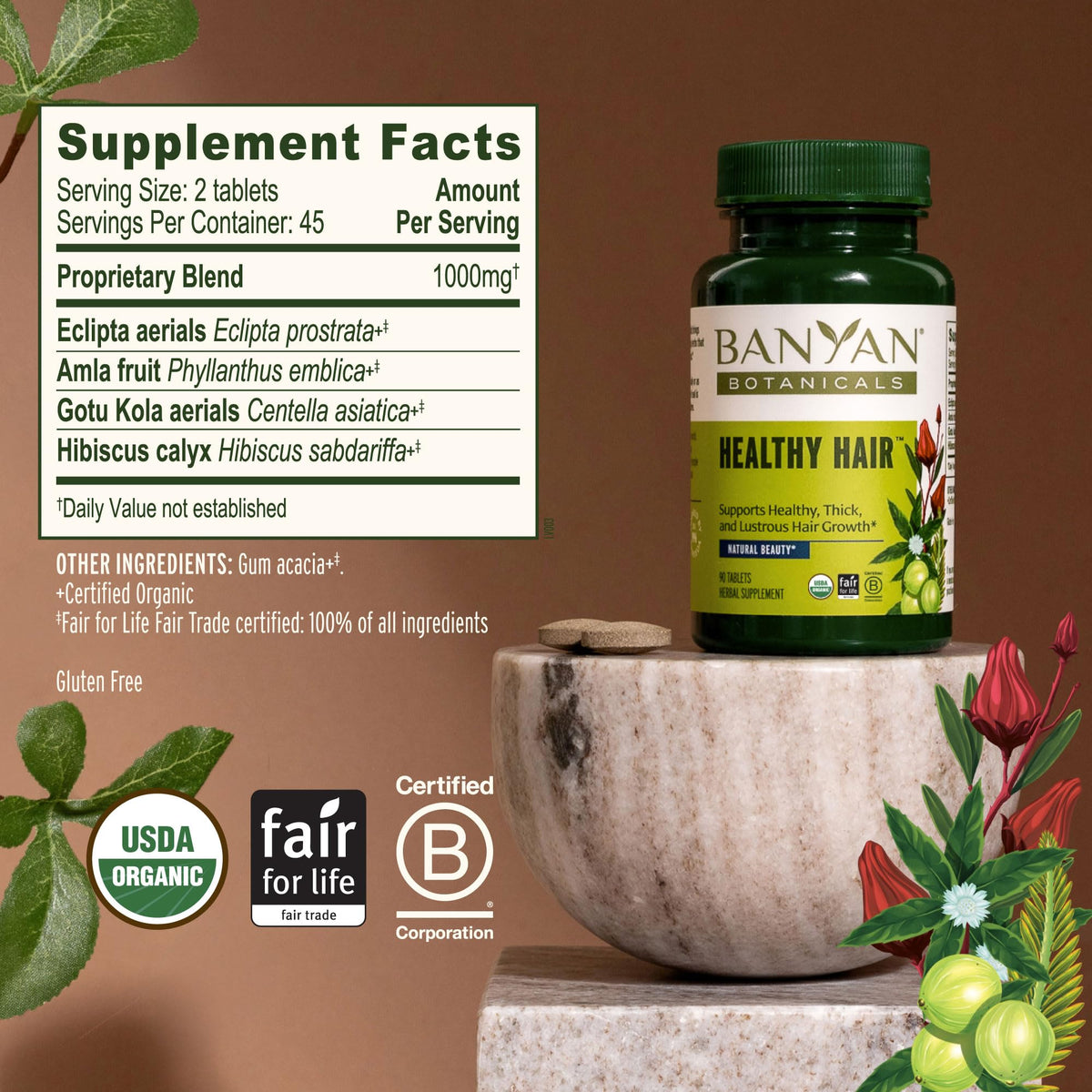 Banyan Botanicals label detail with USDA Organic seal for quality assurance