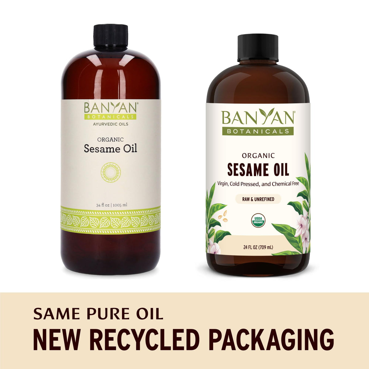 Banyan Botanicals oil pouring close-up showing warm texture for massage