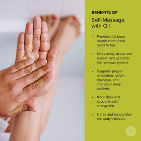 Banyan Botanicals scalp massage scene showing calming scalp nourishment