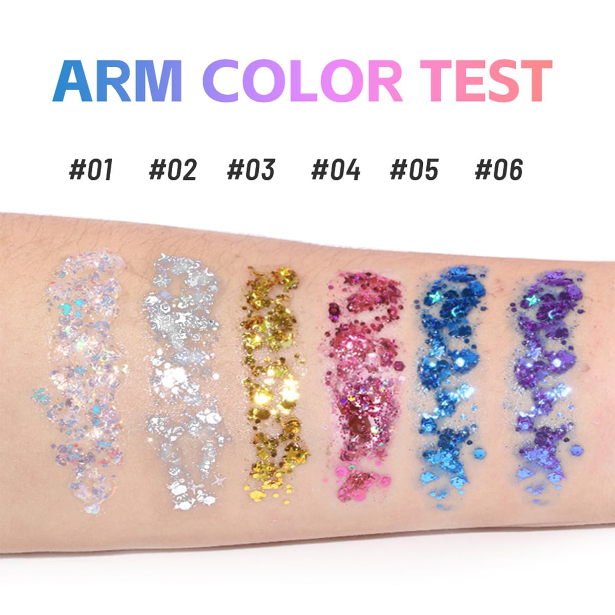 Baorder applied on cheek demonstrating even glitter coverage and long-lasting visual impact