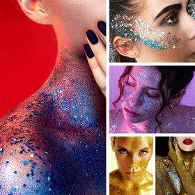 Baorder model at festival wearing glitter showcasing vibrant sparkle and confidence boost