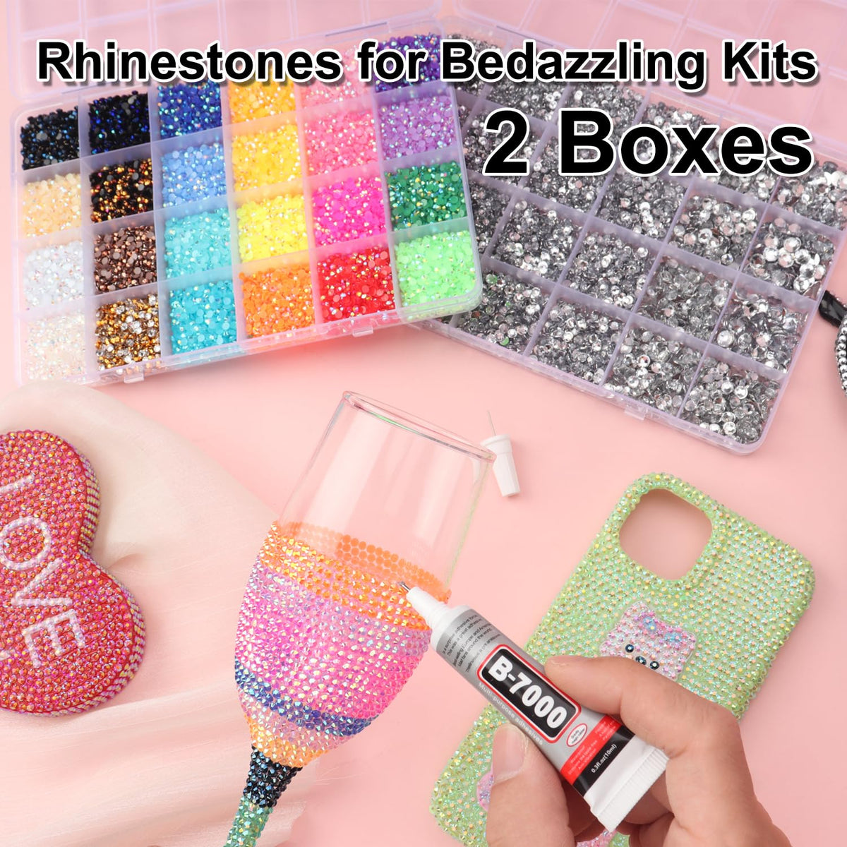 BAOYAALIN clear silver rhinestones sorted by size highlighting variety for detailed designs