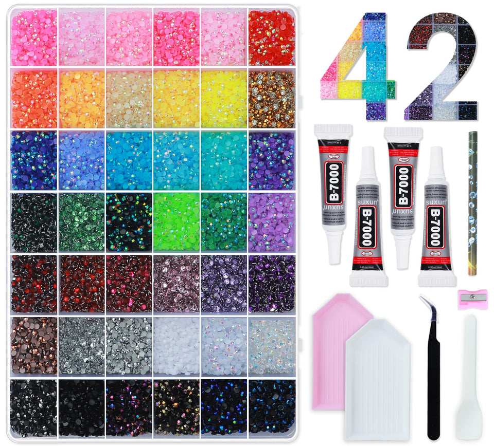 BAOYAALIN kit box open showing 42 color compartments and stones, huge color variety benefit