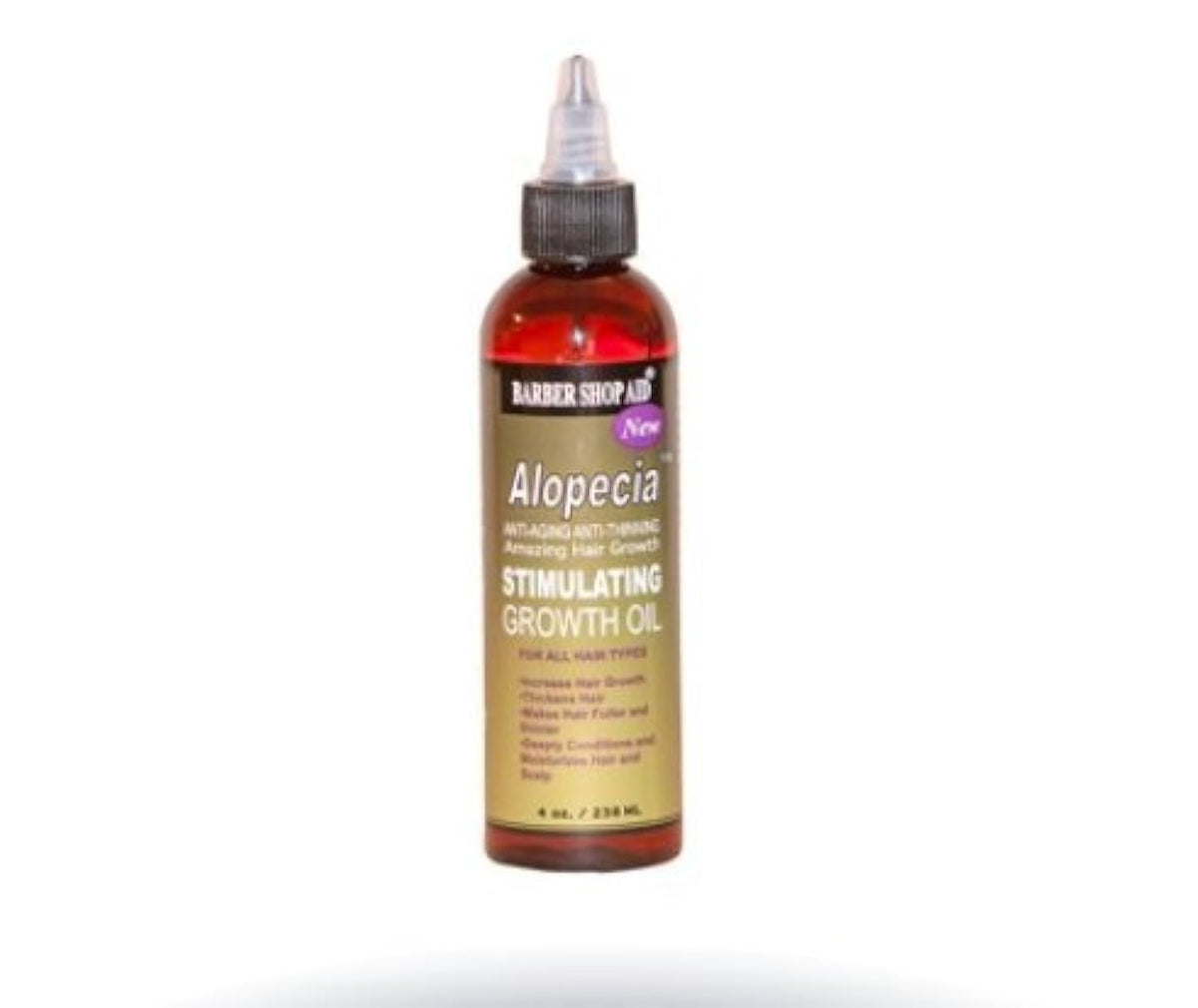 Barber Shop Aid front bottle shot showing label and 4 oz size, clear benefits for daily care