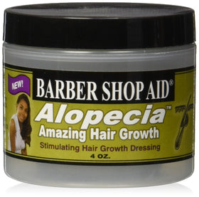 Barber Shop Aid Alopecia front bottle showing label and easy-pour dropper for targeted use