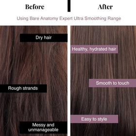 Bare Anatomy before and after hair results showing reduced frizz benefit