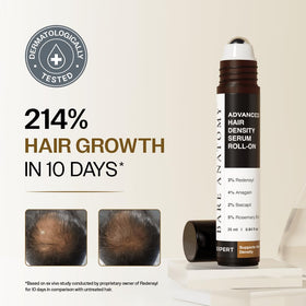 Bare Anatomy roll-on applicator close-up demonstrating precise, mess-free delivery to scalp