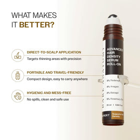 Bare Anatomy roll-on in use on scalp targeting thinning area for focused treatment