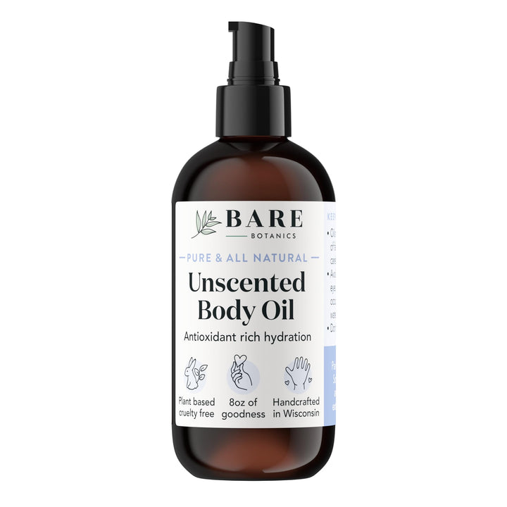 BARE BOTANICS front bottle view showing clean unscented formula benefit