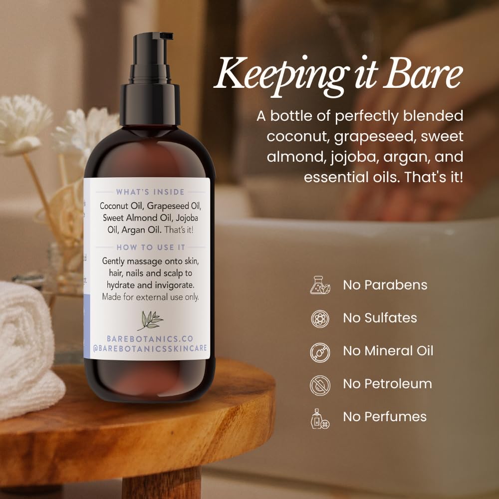 BARE BOTANICS on hair ends showing reduced frizz and shine benefit