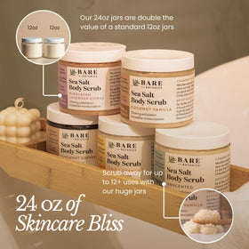 Bare Botanics label close-up listing jojoba, argan, shea and aloe for skin nourishment