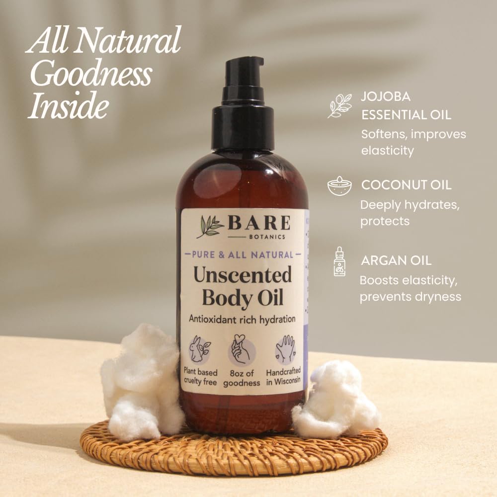 BARE BOTANICS oil texture in palm highlighting lightweight absorption benefit