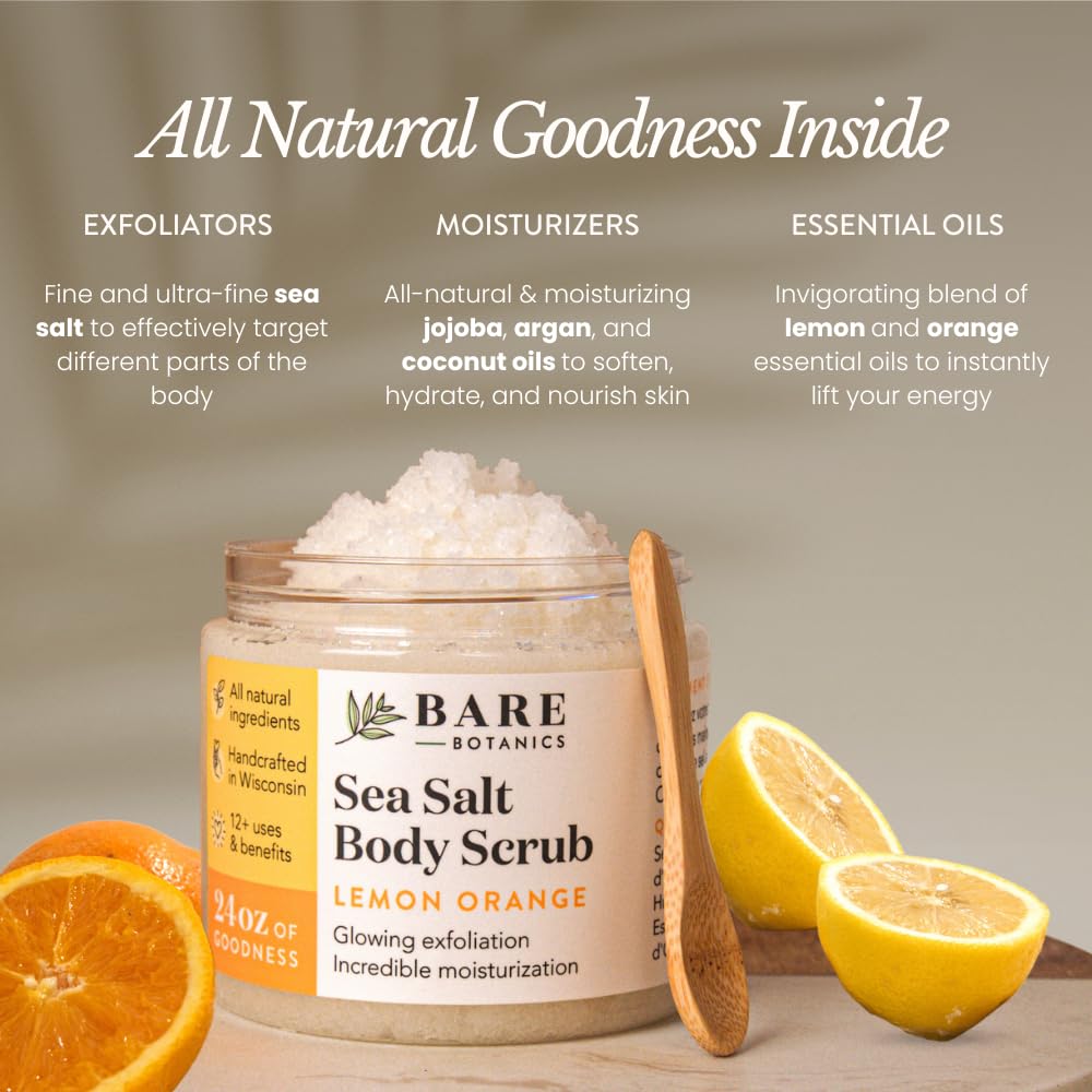 Bare Botanics close-up of scrub texture with sea salt particles for exfoliation benefit