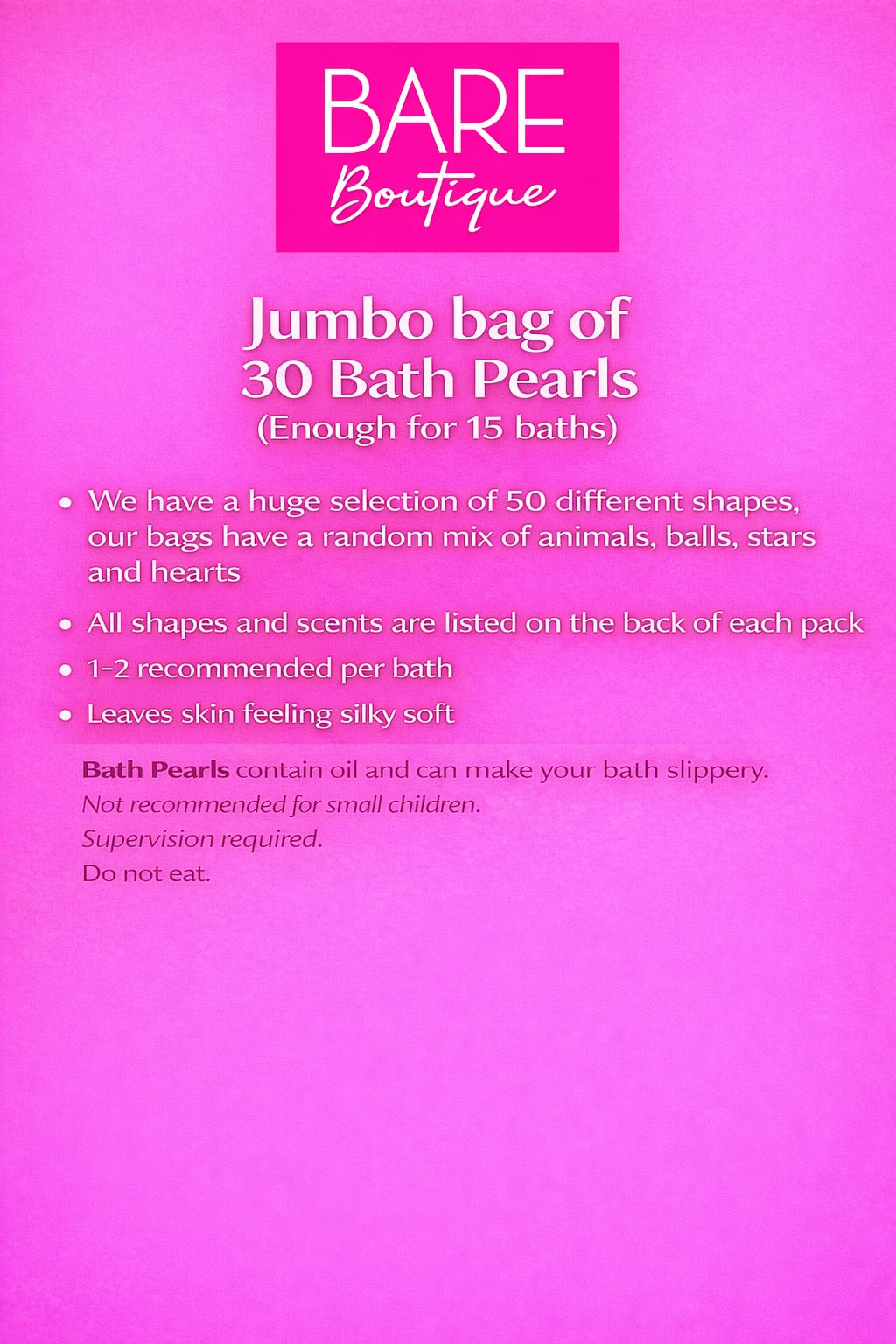 Bare Boutique bath beads dissolving in tub, creating fragrant, silky bath water