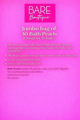 Bare Boutique bath beads dissolving in tub, creating fragrant, silky bath water