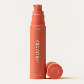 Barefaced lotion inside a travel pouch emphasizing portability and convenience for trips