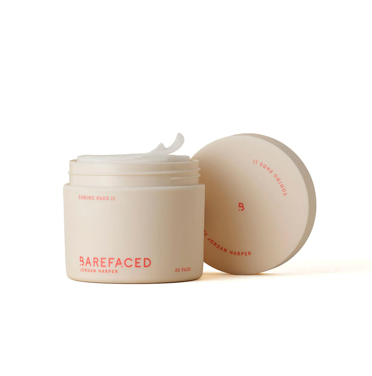 Barefaced front packaging photographed on white surface showing 60-count benefits