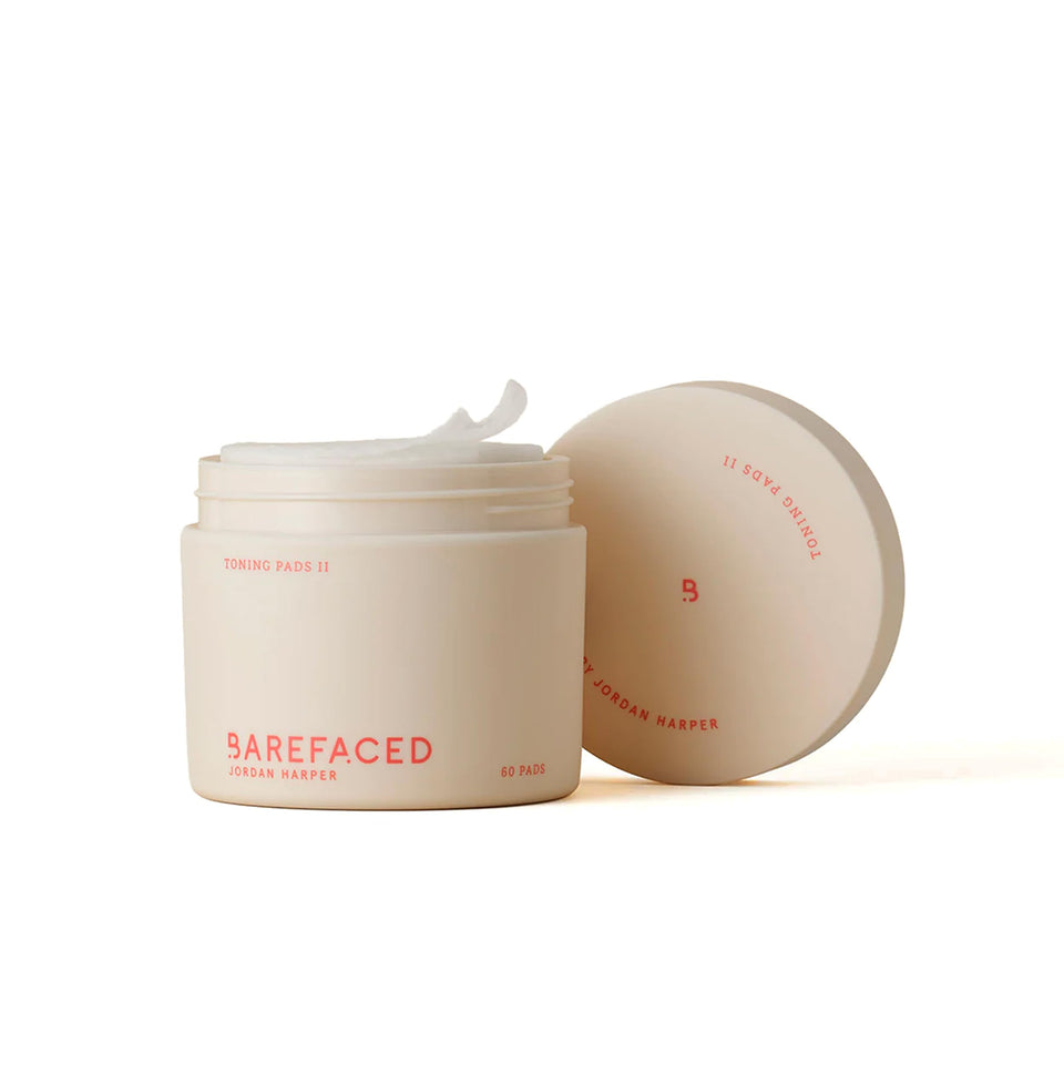 Barefaced front packaging photographed on white surface showing 60-count benefits