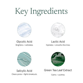 Barefaced ingredients label detail highlighting acids and calming additives for safe exfoliation