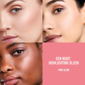bareMinerals brush applying blush to cheek for natural lifted effect