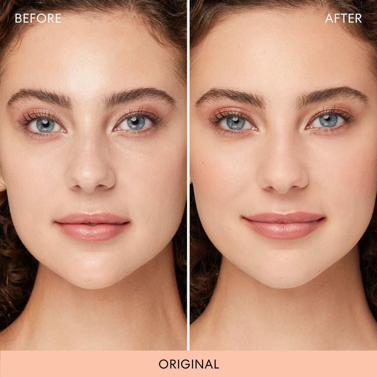 bareMinerals brush applying powder to T-zone to control shine and set makeup